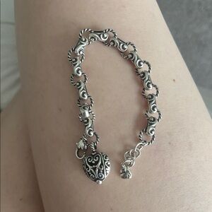 Brighton Silver Scroll Heart Bracelet